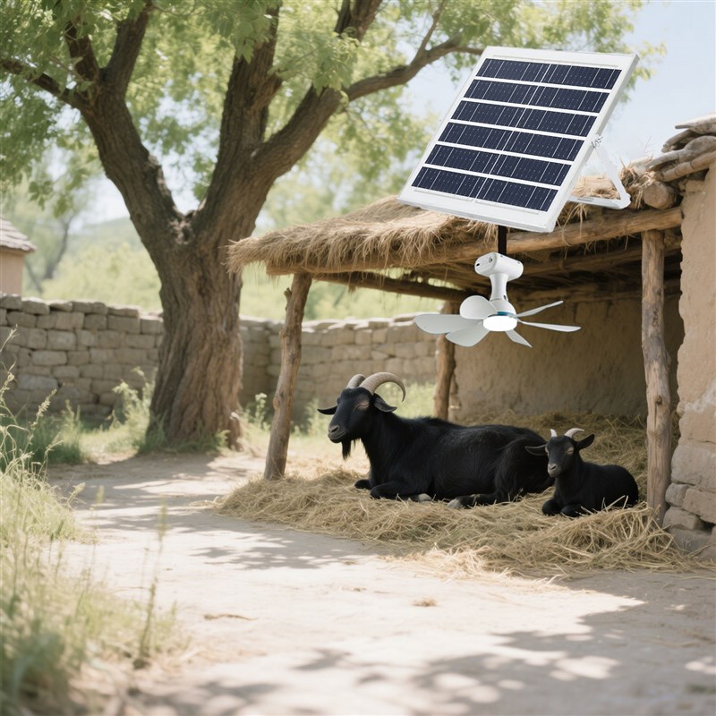 太阳能风扇灯牲畜棚养殖场降温E防水多档风速猪牛羊狗鸡吊扇