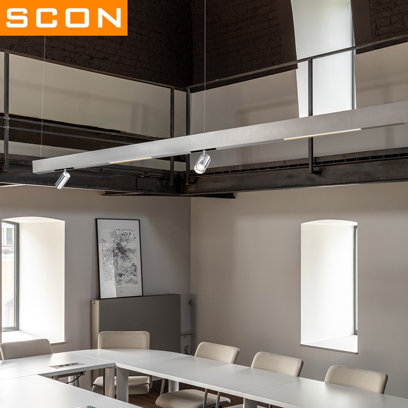 吊灯店铺商用led长条灯磁吸轨道射灯银色工业风办公室长条灯