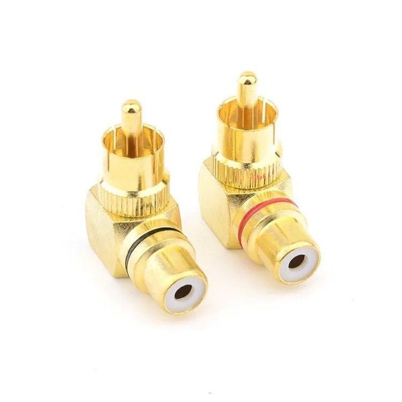 直供全铜 L型莲花RCA直角弯头全铜90度公对母转换插头 音频转接头