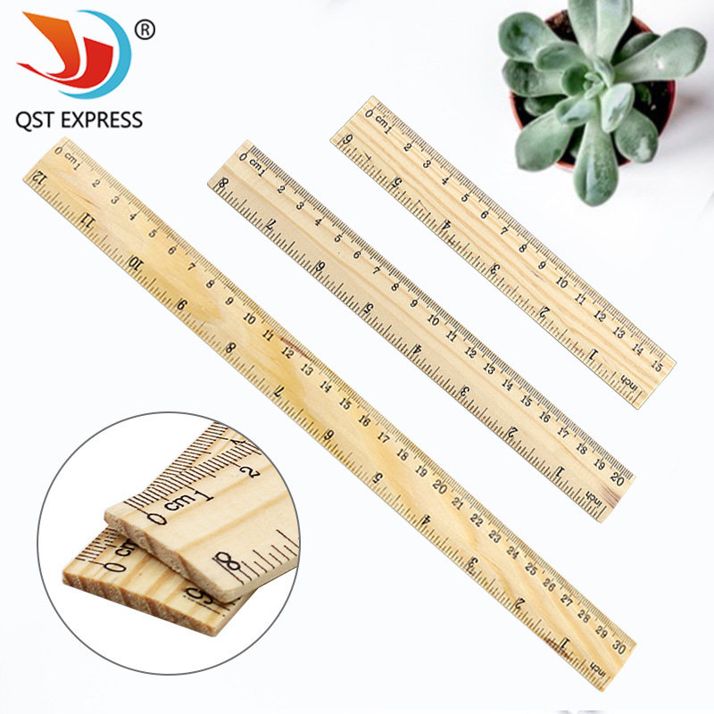 20/30cm木质单面双刻度直尺办公室学生教师绘画工具测量长度