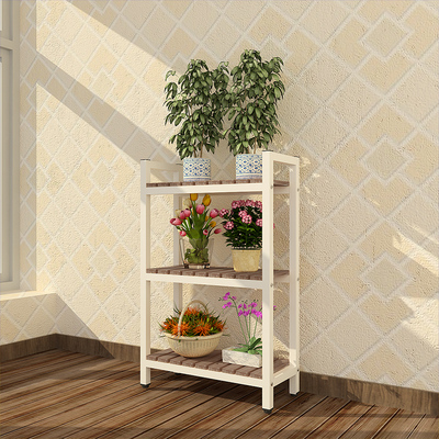 定制花架阳台置物架多层铁艺实木花架简约花盆架子多功能架子