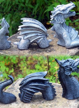 树脂工艺品园艺庭院飞龙摆件黑白三节飞龙雕像花园装饰工艺品摆件