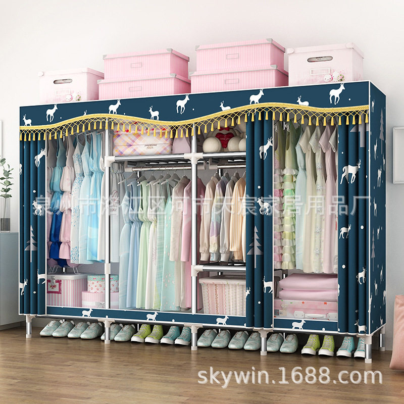简易衣柜钢架布衣柜钢管加粗加固家用布艺经济型组装25230/2005并