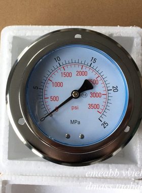 压力表0-25mpa双刻度3500psi轴向气压表100mm表盘带边螺纹M20*1.5