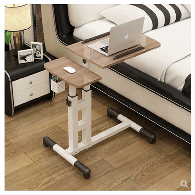 床边笔记本电脑支架万向轮落地手提折叠便携散热托懒人升降金属桌