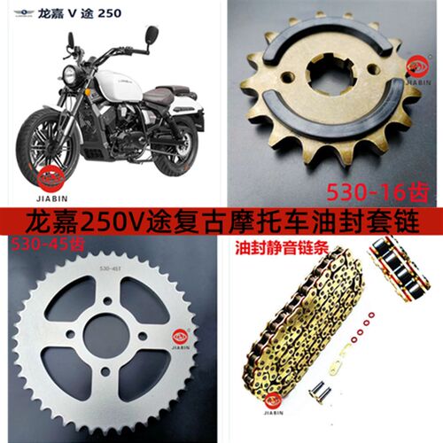 龙嘉V途250大小链轮复古摩托车油封套链LJ250-V牙盘静音链盘链条