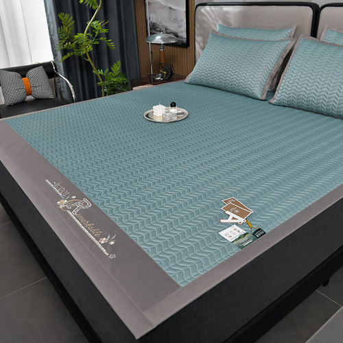 简约风乳胶席三件套夏季冰丝席可折叠软席子凉感丝空调席宿舍家用