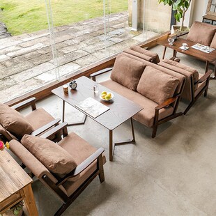 单人沙发椅实木休闲椅子客厅卧室复古家用小户型阳台喝茶桌椅组合