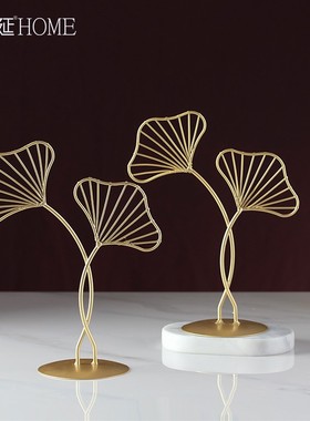 北欧轻奢创意银杏叶摆件现代简约客厅玄关酒柜电S视柜装饰品小摆