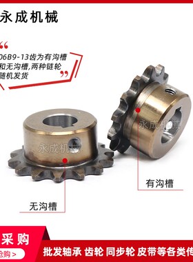 SCS高品质成型孔k链轮3分21齿 06B21T外径68 精车内孔键槽顶丝