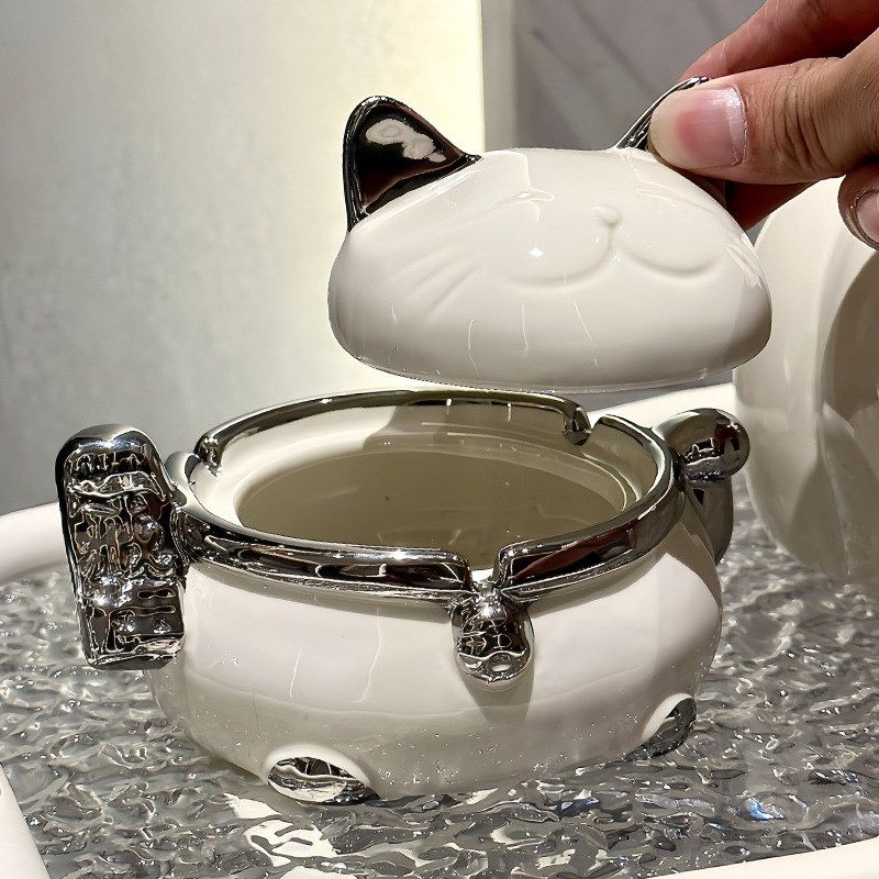 新陶陶瓷纸巾盒客厅高档轻奢茶几收纳盒烟灰缸托盘套装摆件抽纸盒