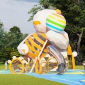 户外不锈钢滑梯泡泡熊乐园大型公园游乐设备网红非标儿童娱乐设施