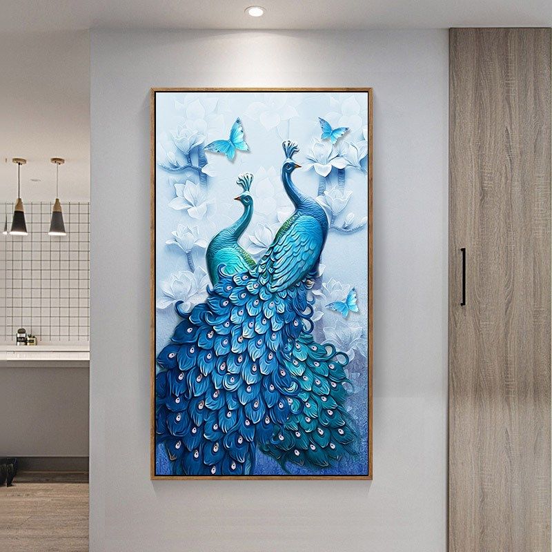 5D满钻新款客厅异形贴钻简约现代大幅砖石秀十字绣钻石画孔雀满钻