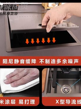 厨房水槽吧304不锈钢阻尼OXE音缓隐形小降单槽台中静岛台迷你洗菜