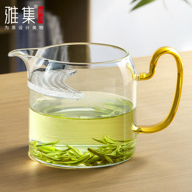 雅集月牙茶隔公道杯办公一体式过茶杯泡茶杯功夫茶具杯子图片