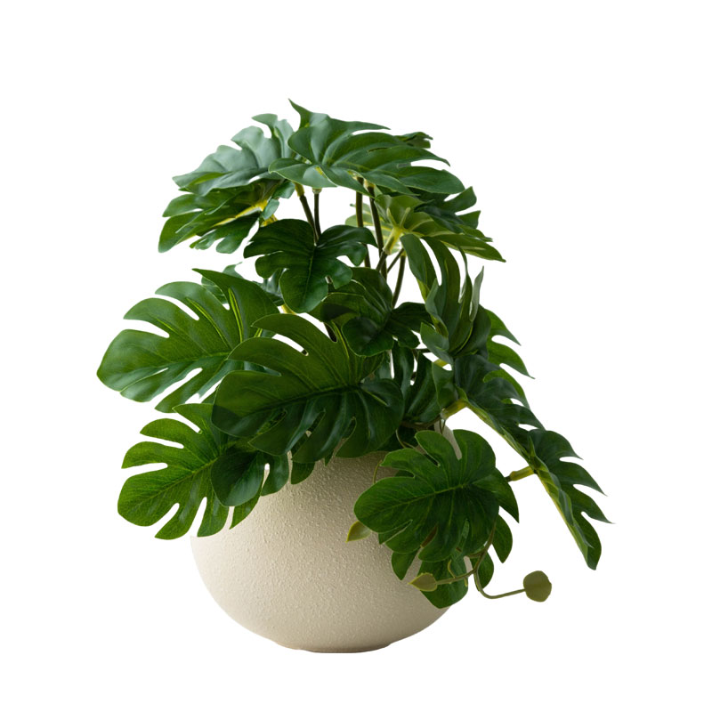 仿真花假花龟背叶室内装饰现代清新桌面摆件绿植盆栽盆景装饰