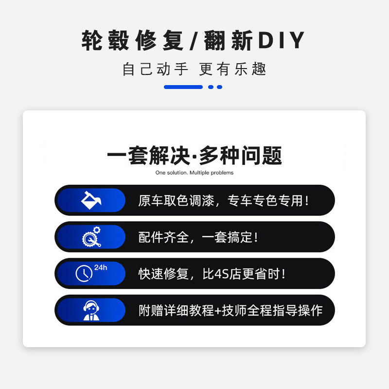汽车轮毂修复划痕铝合金缺口翻新抛光改色喷漆修补银色永久图片