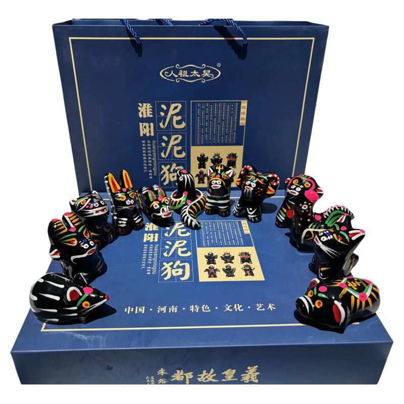 泥泥狗 淮阳特产 十二生肖纯手工艺特色非遗泥塑响