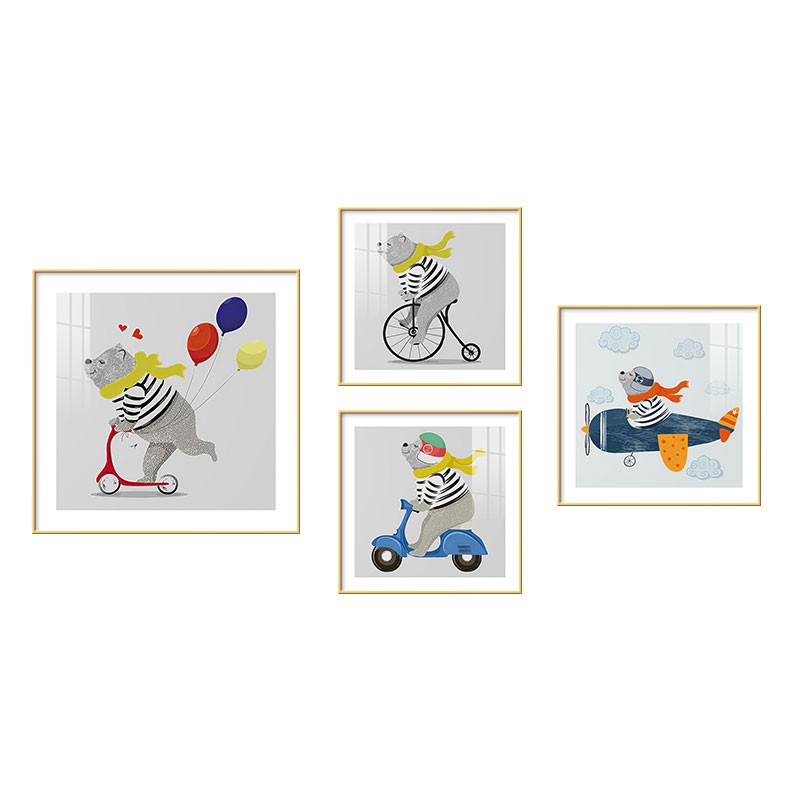 儿童房装饰画男孩房间卧室床头动物挂画幼儿园壁画
