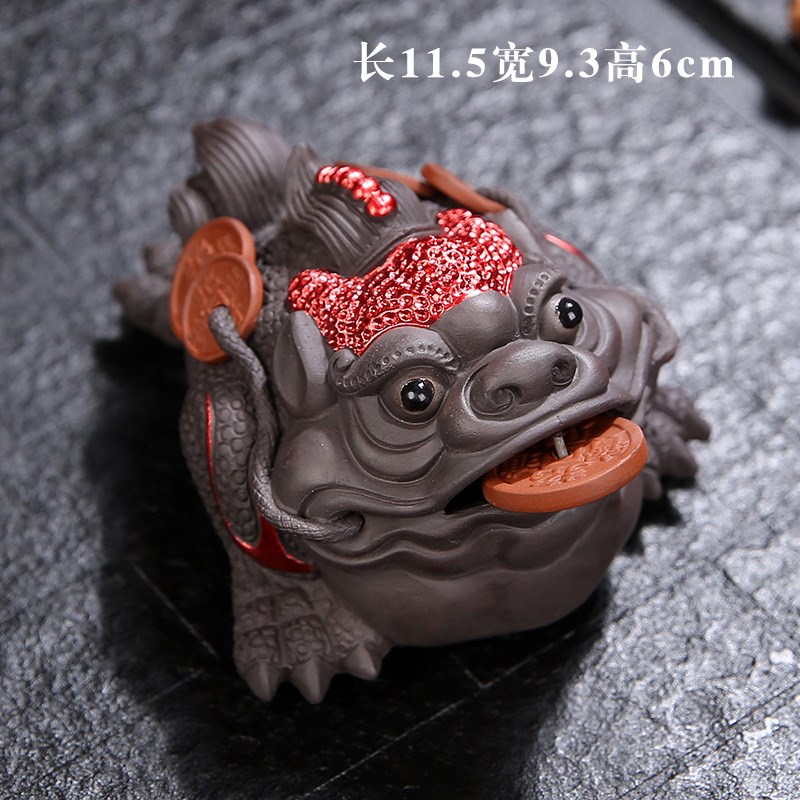 紫砂招财金蟾茶宠摆件精品可养三足蟾蜍茶玩茶桌茶盘茶虫装饰摆设