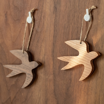 墙体装饰挂件燕子木制q背景墙挂饰墙面装饰品原木风日式墙饰壁饰