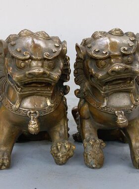 实体店直销热卖全铜铸造宫门狮子金属工艺品摆件居家装饰