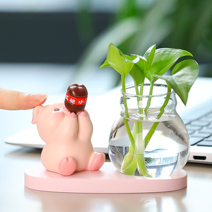 治愈卡通水培花瓶客厅卧室书桌家居玄关电视柜办公室装饰品小摆件