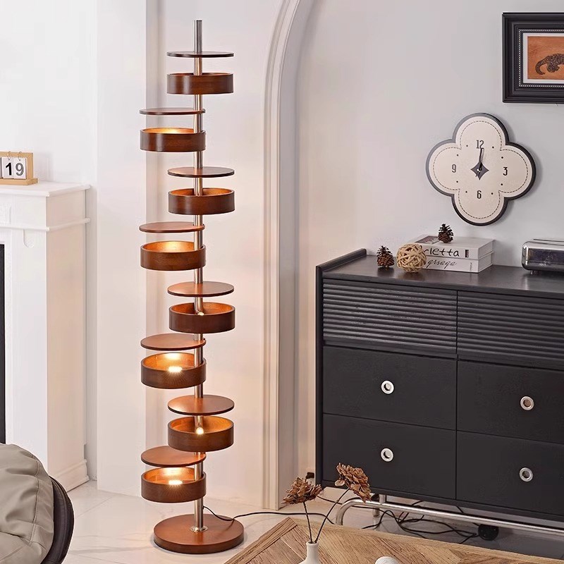 法式中古实木艺术客厅沙发旁落地灯复古设计师高级感卧室装饰灯具