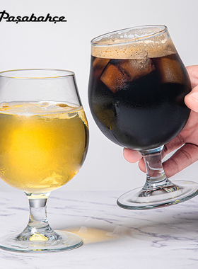 土耳其进口帕莎帕琦郁金香啤酒杯玻璃杯大肚精酿高脚杯光滑啤酒杯