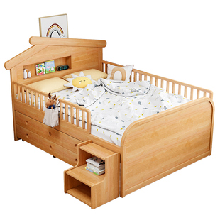 实木儿童床榉木半高床男孩米护栏女孩房子床多功能米小户型