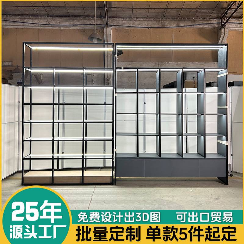 定制服装店展示架上墙落地式货架西服专卖店展示柜带灯多层陈列架