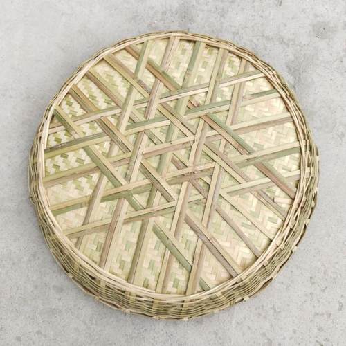 竹编制品竹编簸箕家用圆形有孔竹筛双层加固无孔簸箕干货晾晒包邮