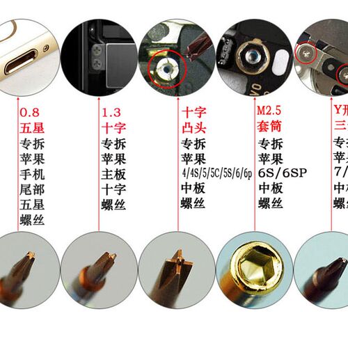 5件套手机拆机工具套装五星十字6 6S 7 7P中板螺丝批刀