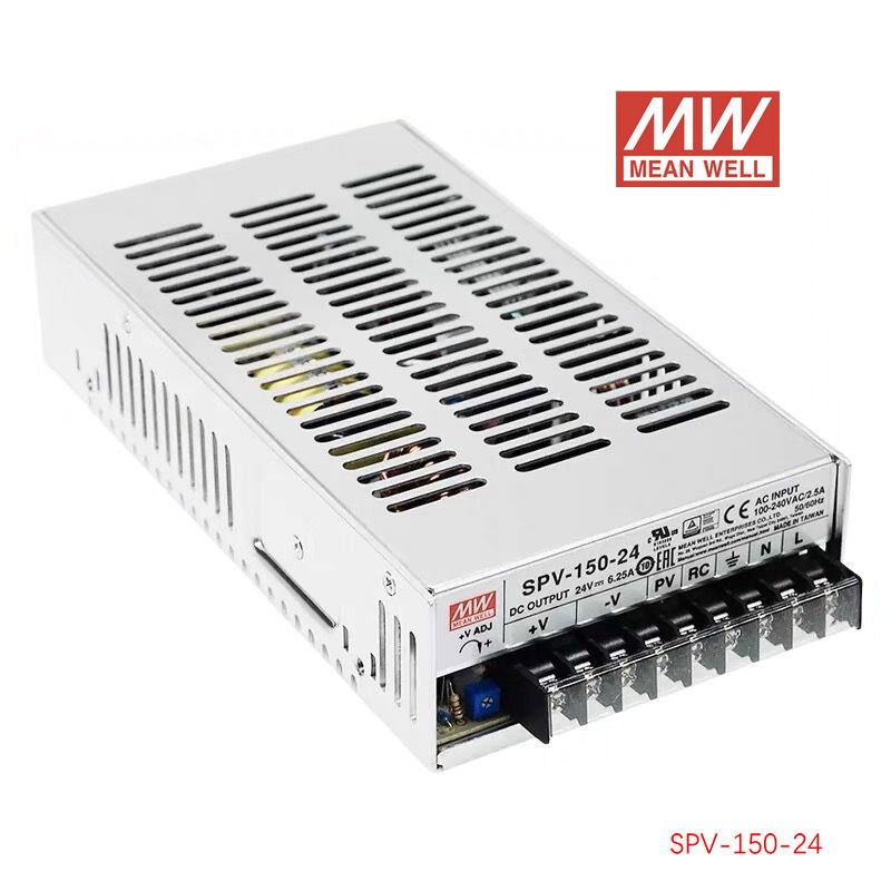 台湾明纬SPV开关电源 48/24/12V 20~110%电压可调 150W300W带PFC