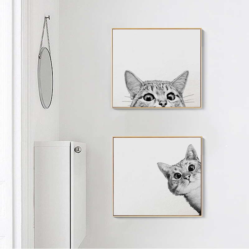 计量箱装饰画无冲孔斯堪的纳维亚猫挂画现代简单配电箱多媒体总开图片