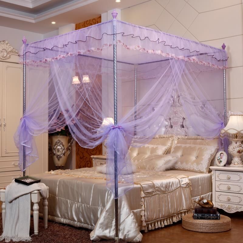 蚊帐三开门不锈钢落地支架1.2/1.5米1.8m床单人双人宫廷学生蚊帐