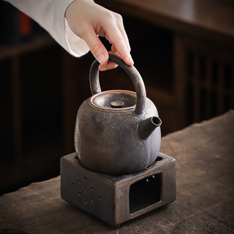 提梁壶大容量茶壶日式功夫茶具煮茶壶蜡烛温茶炉陶瓷煮茶围炉茶壶