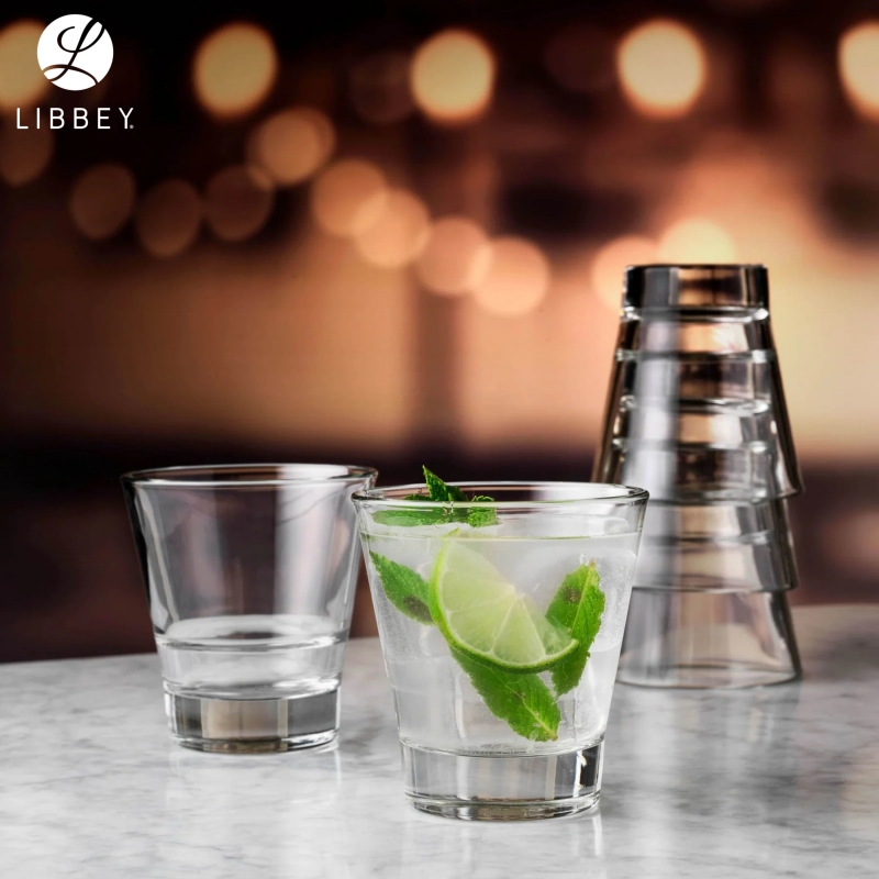 利比古典酒杯厚底洋酒杯冰球烈酒杯餐厅可叠多用途水杯特浓咖啡杯