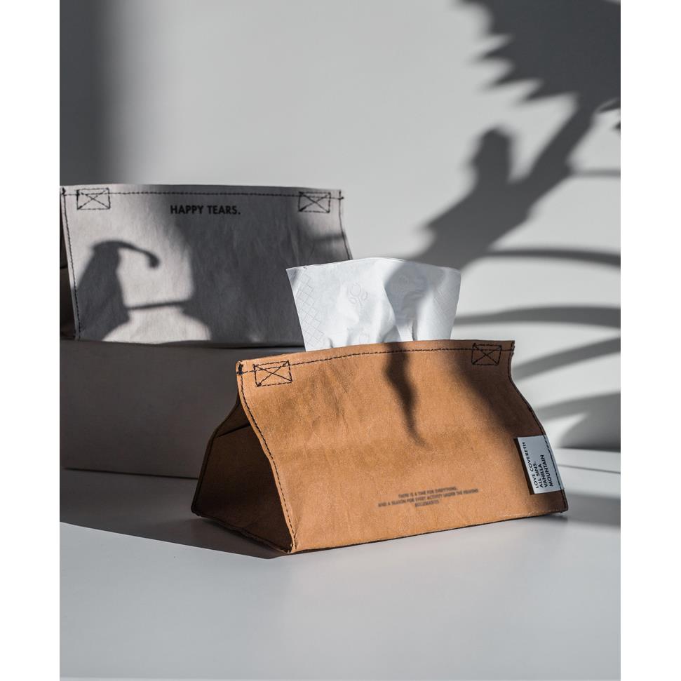 VM原创设计 水洗牛皮纸纸巾袋纸抽盒家用车载简约北欧ins风纸抽袋