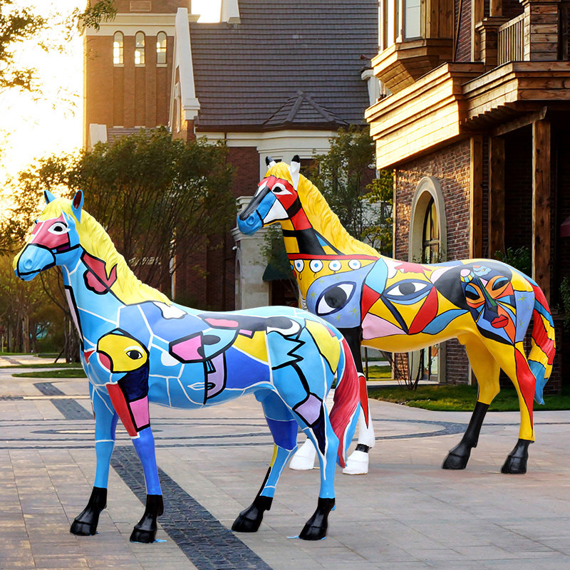 玻璃钢大马彩绘马摆件广场商场美陈公园酒店大厅园林雕塑KTV装饰,家居饰品,户外/庭院摆件,淘宝优惠券,粉丝福利购,淘宝优惠卷