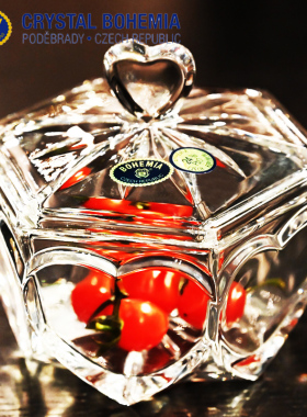 捷克进口BOHEMIA家用水晶玻璃小号带盖糖缸糖果盅干果首饰盒摆件