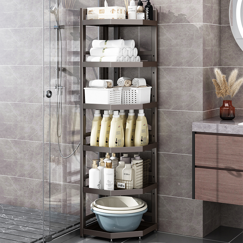 卫生间置物架落地式多层三角w储物架浴室杂物转角收纳架洗手间置