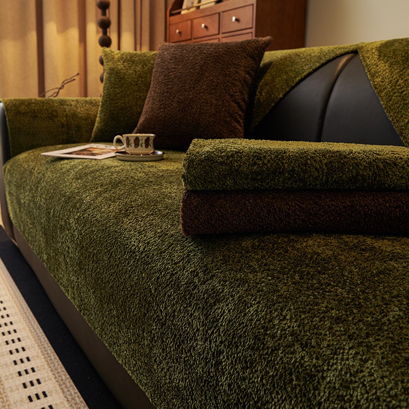 沙发垫纯色轻奢高档高级感四季通用防滑皮沙发盖布U深色极简坐垫