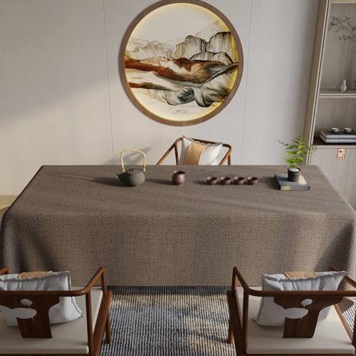 棉麻桌布布艺防水茶台布中式古典纯色餐桌布长方形家用茶几布台布