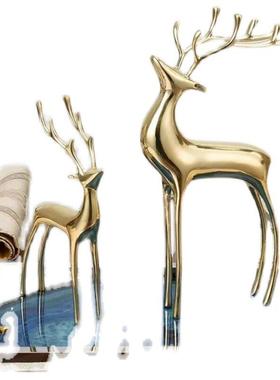纯铜鹿轻奢家具摆件创意客厅家居装饰