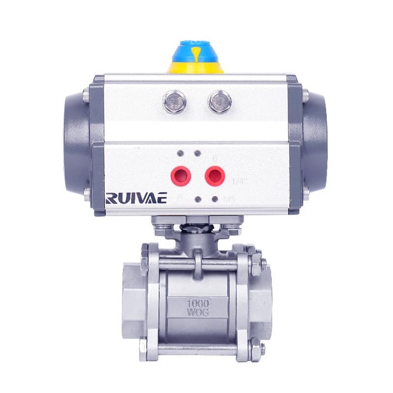 Q611F-16P气动球304不锈钢丝扣丝口三片式DN15 20 25 32 40 50