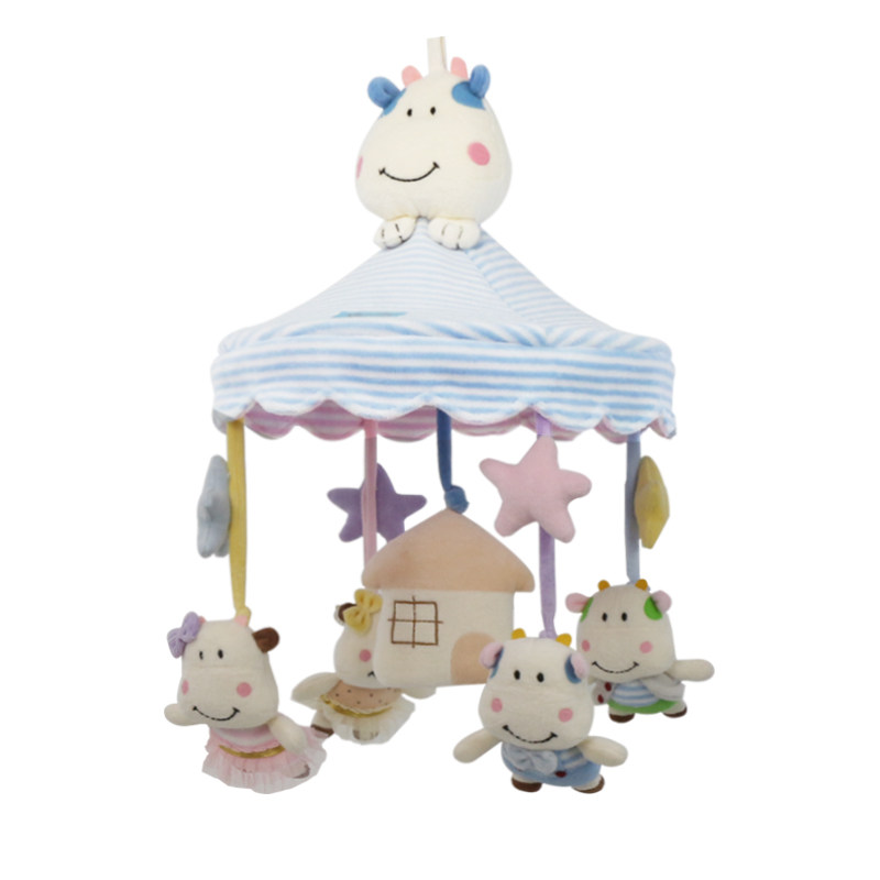 婴儿床铃音乐旋转床头铃布艺床挂新生儿0-6个月安抚玩具宝宝摇铃