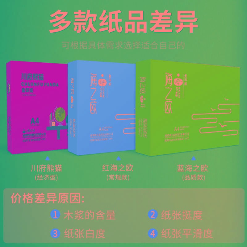 海之欧a4打印纸70g覆印纸a3/a5/16k/b4/b5啊四纸白纸打印机 A4纸8