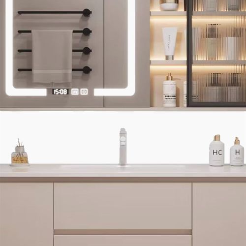 奶油风浴室柜63/73/83/93cm103厘米113公分陶瓷一体盆洗手池