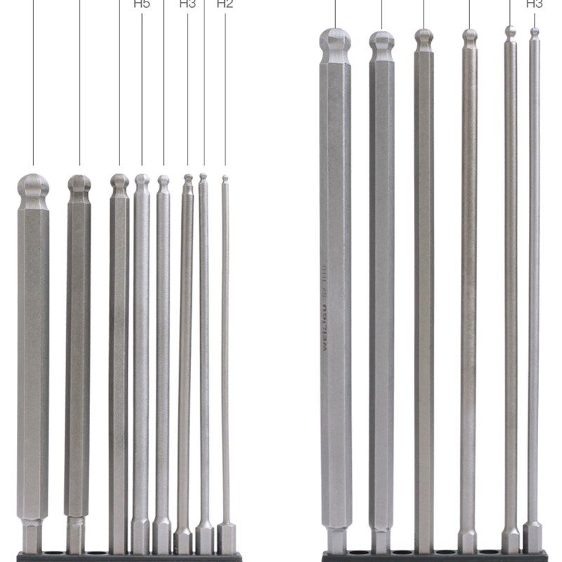 S2合金钢 特加长公制球头内六角扳手带磁六角棱批头H2-H10mm200长